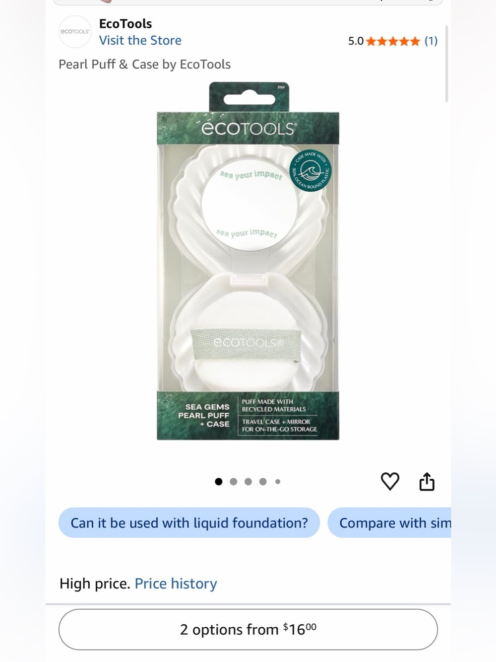 EcoTools Sea Gems Pearl Puff plus Case